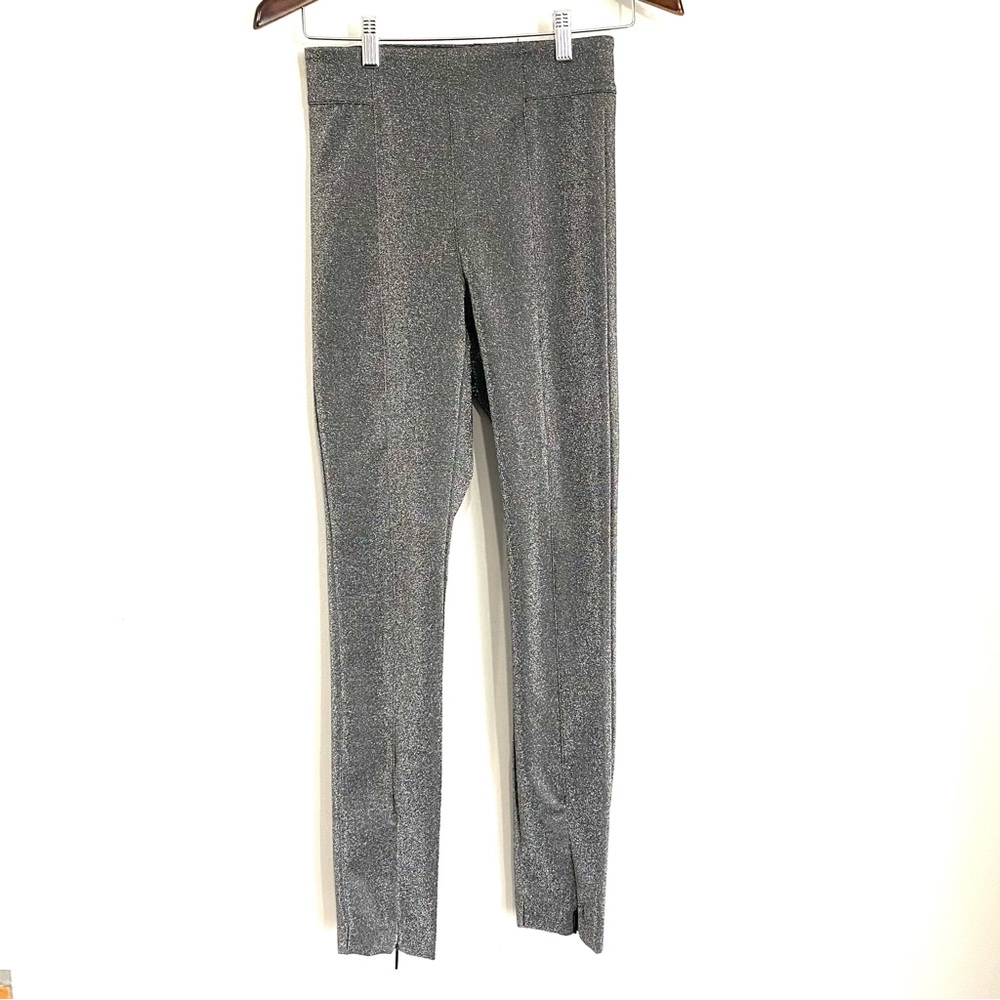 H&M Womens 6 Gray Sparkly Skinny Pull On High Rise Stretch Dress Pants WW7